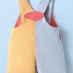 ToffyHouse Cotton Knit Half Sleeves Inner Tee & Dungaree Set with Animal Print & Color Block Design - Multicolor image 5