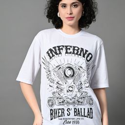 CORSICA Women Biker Printed Drop-Shoulder Sleeves Bio Finish T-shirt-image-88
