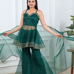 Vidraa Western Store Gotta Patti A-Line Kurti With Sharara & Dupatta-picture-19