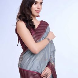 TASRIKA Ethnic Motifs Printed Tussar Saree-image-85