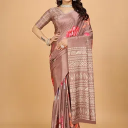 VS MALL Printed Poly Crepe Sarees-image-82