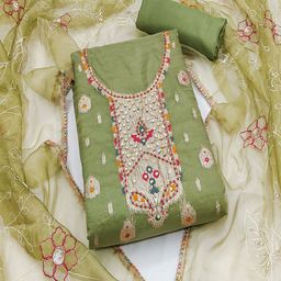 ASISA Embroidered Organza Unstitched Dress Material-image-55