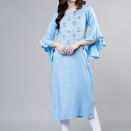 Vishudh Women Blue Solid Straight Kurta-picture-51