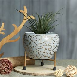 Homspurts Printed Metal Planter With Stand-34