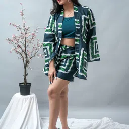 GO BOUJEE Pure Cotton Printed Shrug With Shorts Co-Ords-picture-32