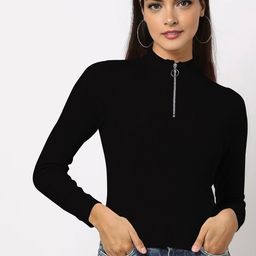 Dream Beauty Fashion Women High Neck Half Zipper Top-image-74