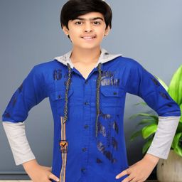 FASHION GRAB Boys Classic Opaque Printed Casual Shirt-image-2