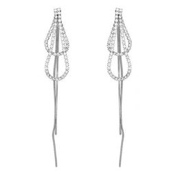 VAGHBHATT Silver-Plated Rhinestone Studded Teardrop Shaped Drop Earrings image 4