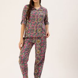 Clt.s Floral Printed Pure Cotton Night Suit-image-26