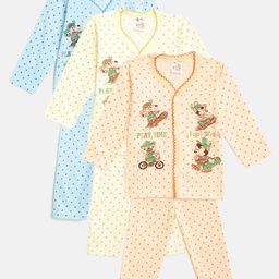 MANZON Kids Pack of 3 Polka Dot Print Night Suits-29