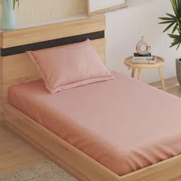 Home Centre Juniper Pink Striped Single Bedsheet Set 2.18m x 1.52 m-image-85