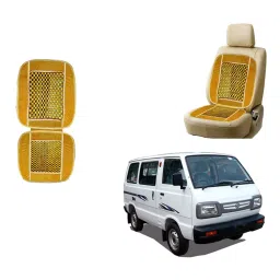 Auto Pearl Polyester, Cotton Front Vehicle Seating Pad Beige for Maruti Suzuki Omni-43