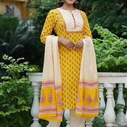 KALINI Women Ethnic Motifs Printed Regular Kurta with Trousers & With Dupatta-6