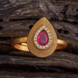 Kushal's Fashion Jewellery Gold-Plated Ruby Studded Adjustable Finger Ring-picture-15