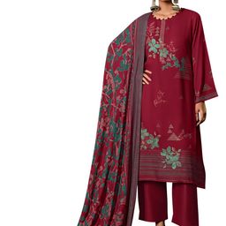 DRAVINAM Trends Floral Embroidered Unstitched Dress Material-image-100