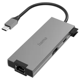 hama 5-in-1 USB Type C to USB Type C, RJ45, HDMI, Micro SD Multiport Hub (1 Gbps Data Transfer Rate, Anthracite)-11