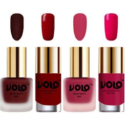 VOLO Set Of 4 Velvet Matte & Extra Shine Nail Polish-8 ml & 9.9 ml Each Shade 23-43-31-53-30