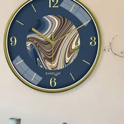 RANDOM Blue & Yellow Printed Round Contemporary Wall Clock-14