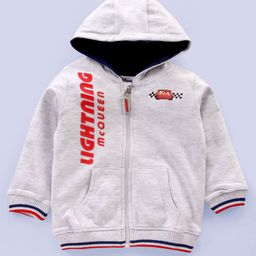 Babyhug Full Sleeves Hooded Sweatshirt Lightning McQueen Print - White Melange-image-37