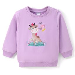 Babyoye Brushed Fleece Eco-Conscious Sweatshirt With Giraffe Print - Purple-image-72