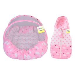 Kwitchy Infant Born Baby Bedding Set Cushioned Mattress with Net and Zipper Carry Bag Combo (0-12 Months, Pink)-13