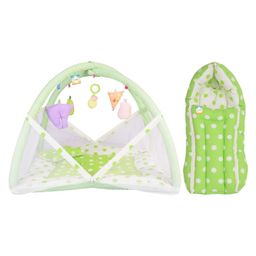 Kwitchy New Born Baby Bedding Set Mattress with Mosquito Net & Sleeping Bag Combo - Green-9