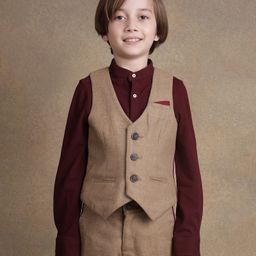 One Friday Woven Sleeveless Solid Waistcoat - Beige-picture-20