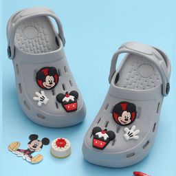 Disney by Yellow Bee Solid Perforated Clogs With Mickey & Friends Featuring Character Designed Charms - Grey-picture-21