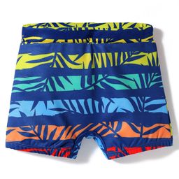 Babyhug Water Repellant Mid Thigh Swimming Trunk With Leaves Print - Multicolour-image-61