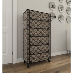 Fabura 6 Layers Shoe Rack With Wheels In Floral Print Color-5
