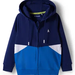 Pine Kids Cotton Knit Full Sleeves Hooded Sweatjacket With Cut & Sew Design - Navy Blue-picture-46