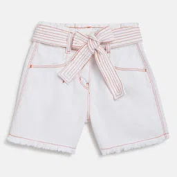 Tales & Stories Denim Woven Above Knee Solid Shorts - White-picture-47
