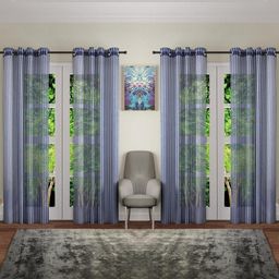 BELLA TRUE 213 cm (7 ft) Polyester Transparent Door Curtain (Pack Of 4) (Self Design, Blue)-image-15