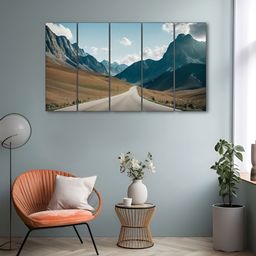 The Castle Decor Blue & Black 5 Piece Wood Other Wall Paintings-image-100