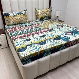 Pure Decor Majestic White Printed Pure Cotton 300 TC King Bedsheet Set 2.74 m x 2.74 m-image-81