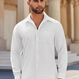 VOGAAN Modern Spread Collar Slim Fit Cotton Shirt-image-16