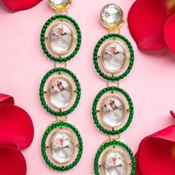 fabula Artificial Stones Studded Oval Shaped Drop Earrings-image-20