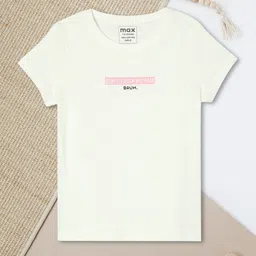 max Girls Typography Printed Round Neck Cotton T-shirt-image-62