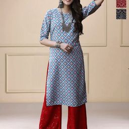 HERE&NOW Women Ethnic Motifs Printed Crepe Kurta-image-72