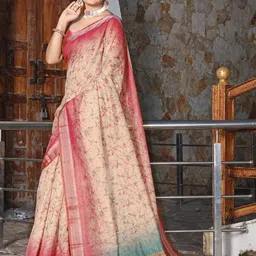 Anouk Tan Tissue Printed Sarees-picture-34