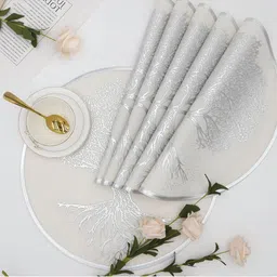 LooMantha 6-Pcs White Foil Printed Waterproof Table Placemats-image-55