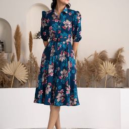 DressBerry Floral Print Crepe Fit & Flare Dress-image-83
