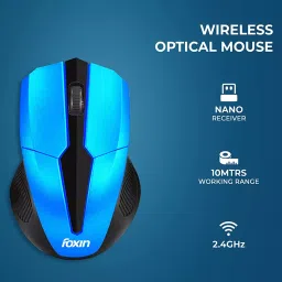 Foxin FWM-9099 Blue Wireless Optical Mouse with Nano Receiver image 2