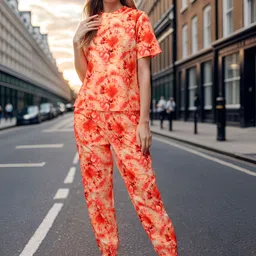 DressBerry Abstract Printed Round Neck T-Shirt With Joggers-image-93
