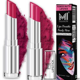 MI FASHION Set Of 2 Matte Long Lasting Lipstick - 3.5 g Each - Deep Magenta & Rose Pink-18
