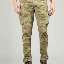 Royal Enfield Men Solid Camouflage Cotton Trousers-picture-17
