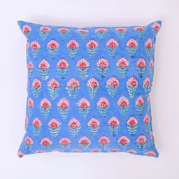 Block N Style Blue And Pink Floral Printed Cotton Square Cushion Cover-image-72