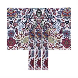PRAKARTIK Set of 6 Blue & Red Floral Printed Rectangular Cotton Table Placemats and Runner image 2
