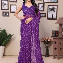 LeeliPeeri Designer Bandhani Printed Embellished Pure Georgette Ready To Wear Saree-image-58