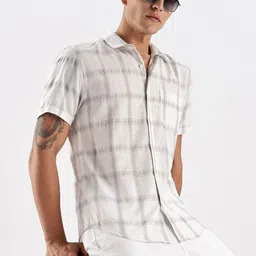 HERE&NOW Tartan Checked Short Sleeves Cotton Shirt-image-85